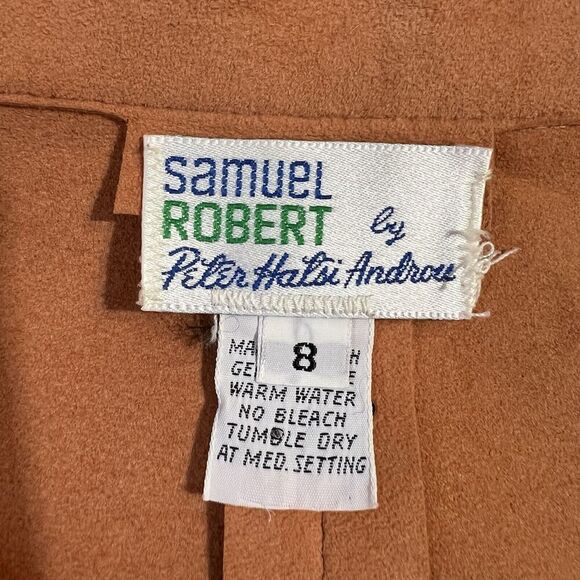 Vintage Samuel Robert Peter Hatsi Androu Suit Peach Size 8-10 Pockets Faux Suede - Picture 13 of 16